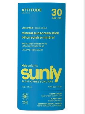 Sunly Kids Unscented Mineral Sunscreen Stick SPF 30